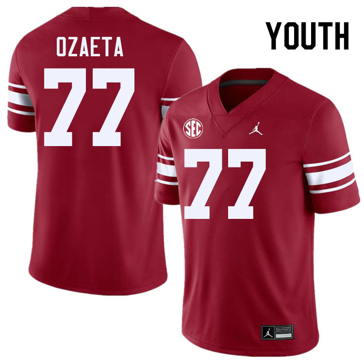 Youth #77 Heath Ozaeta Oklahoma Sooners 2024 SEC Conference College Football Jerseys-Throwback